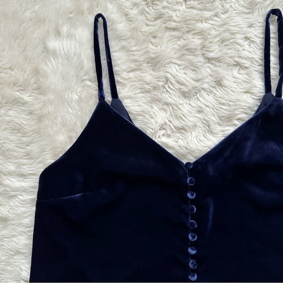 Madewell Tank Top Velvet Button-Down Cami Blue 2 - Picture 6 of 11